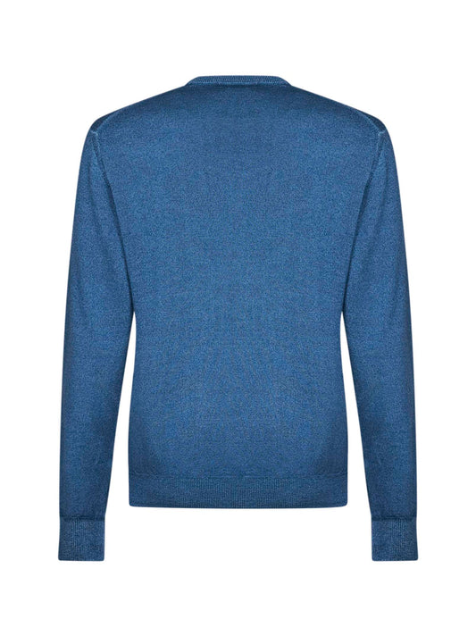 Mid avio blue two-tone wool logo sweater