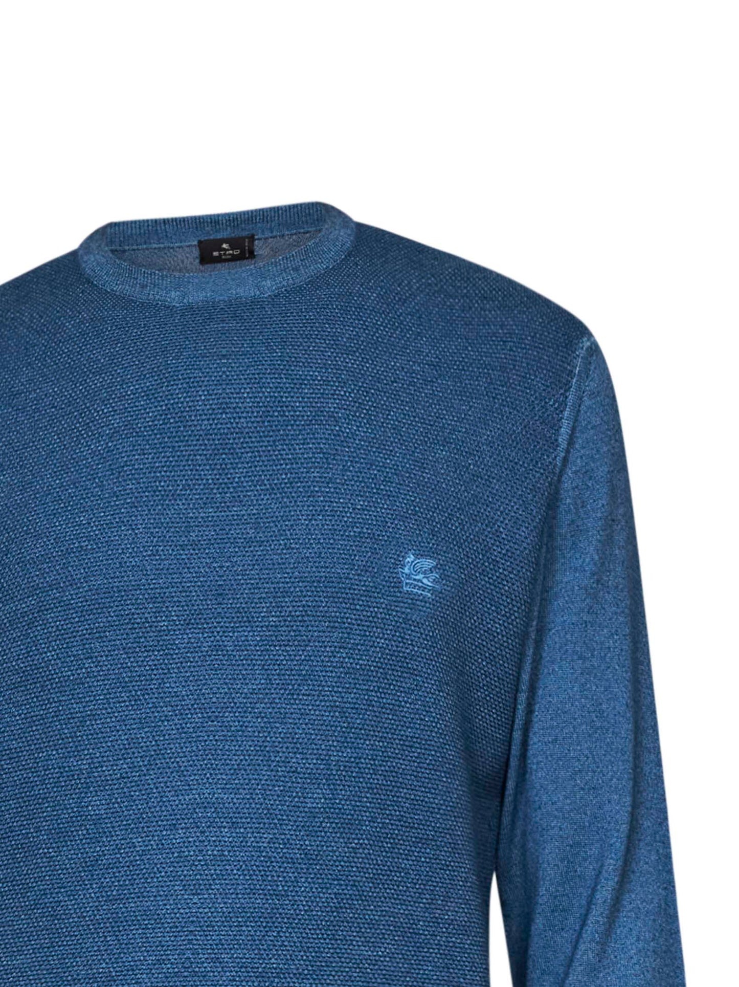 Mid avio blue two-tone wool logo sweater