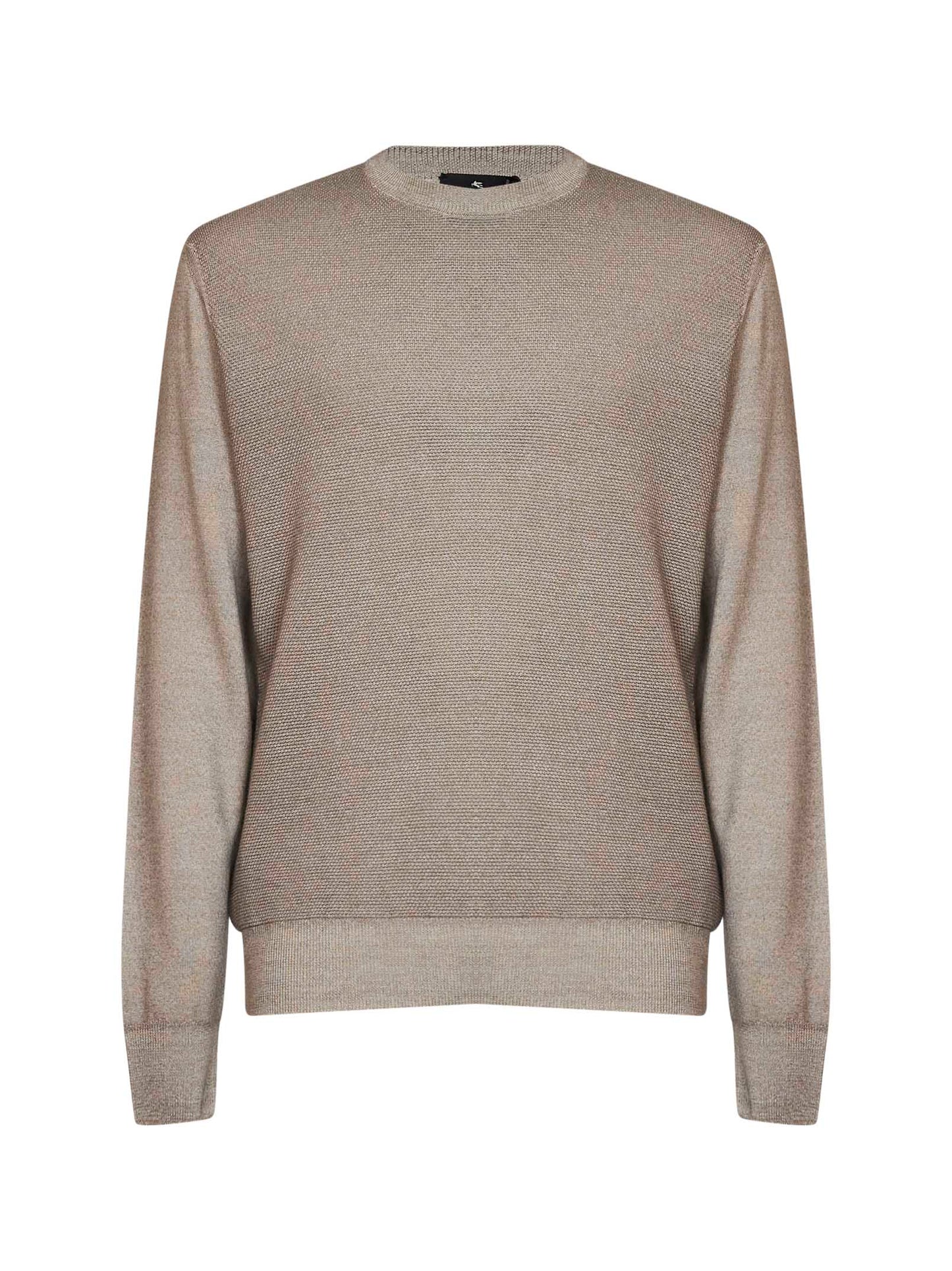 Maglione con logo in lana bicolore grigio beige