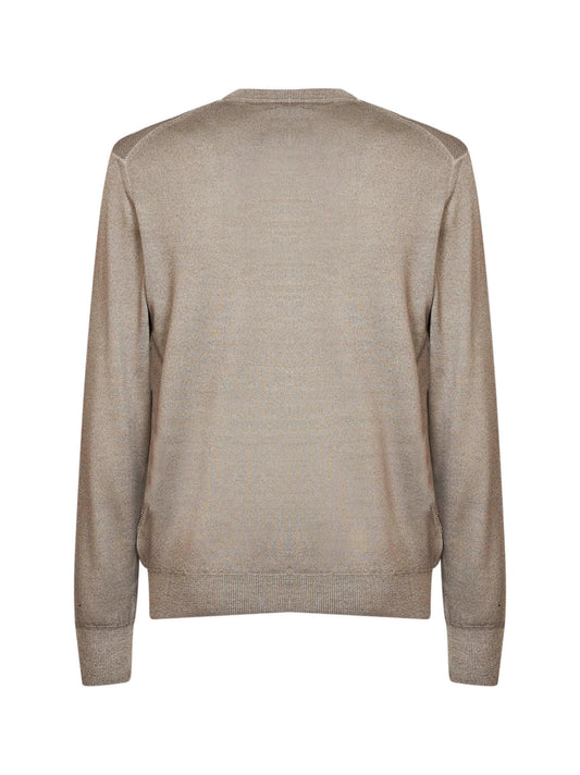 Greige blue two-tone wool logo sweater