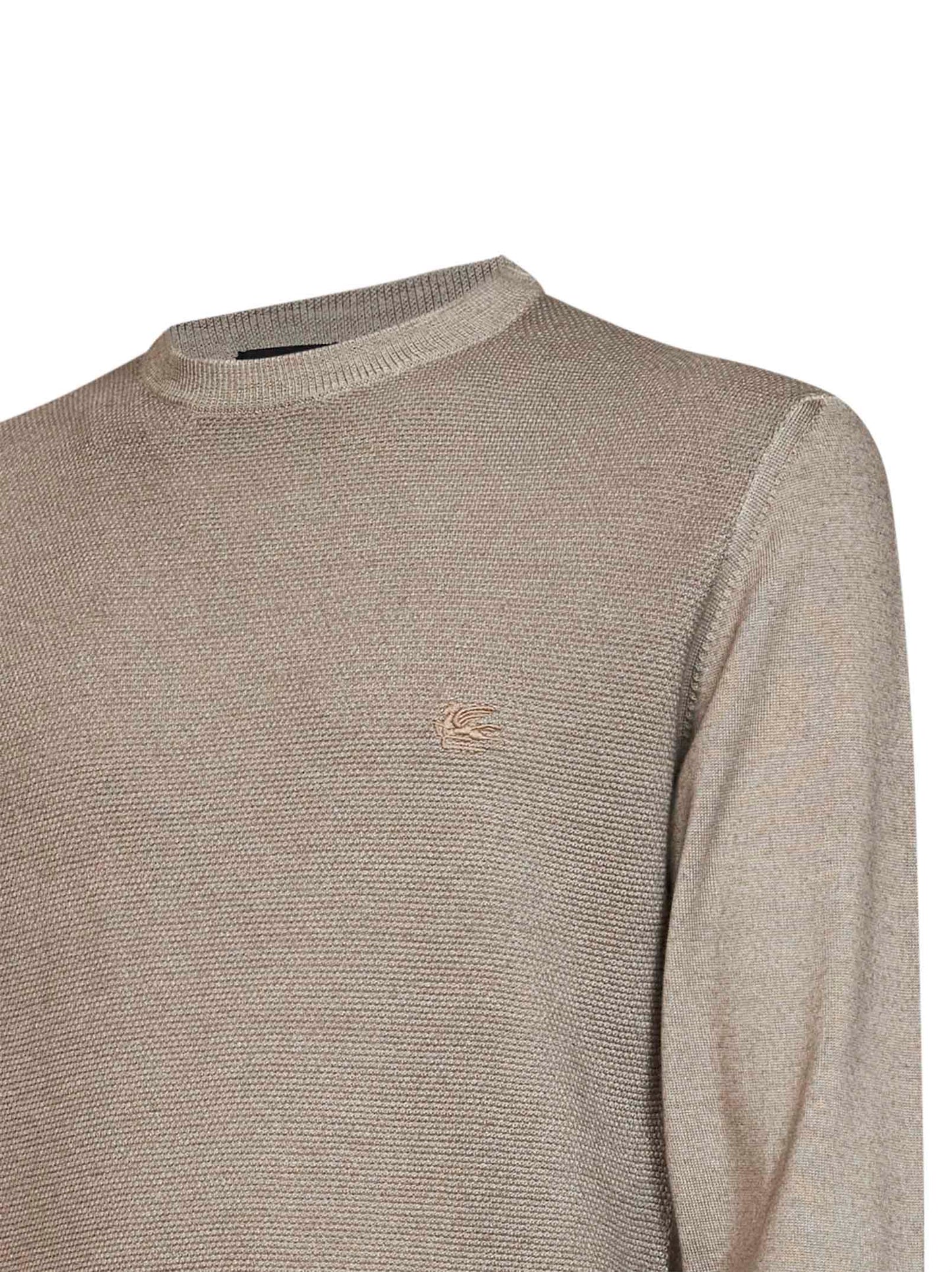 Maglione con logo in lana bicolore grigio beige
