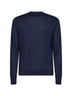 Navy blue wool and silk Pegaso-embroidered sweater