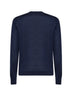 Navy blue wool and silk Pegaso-embroidered sweater