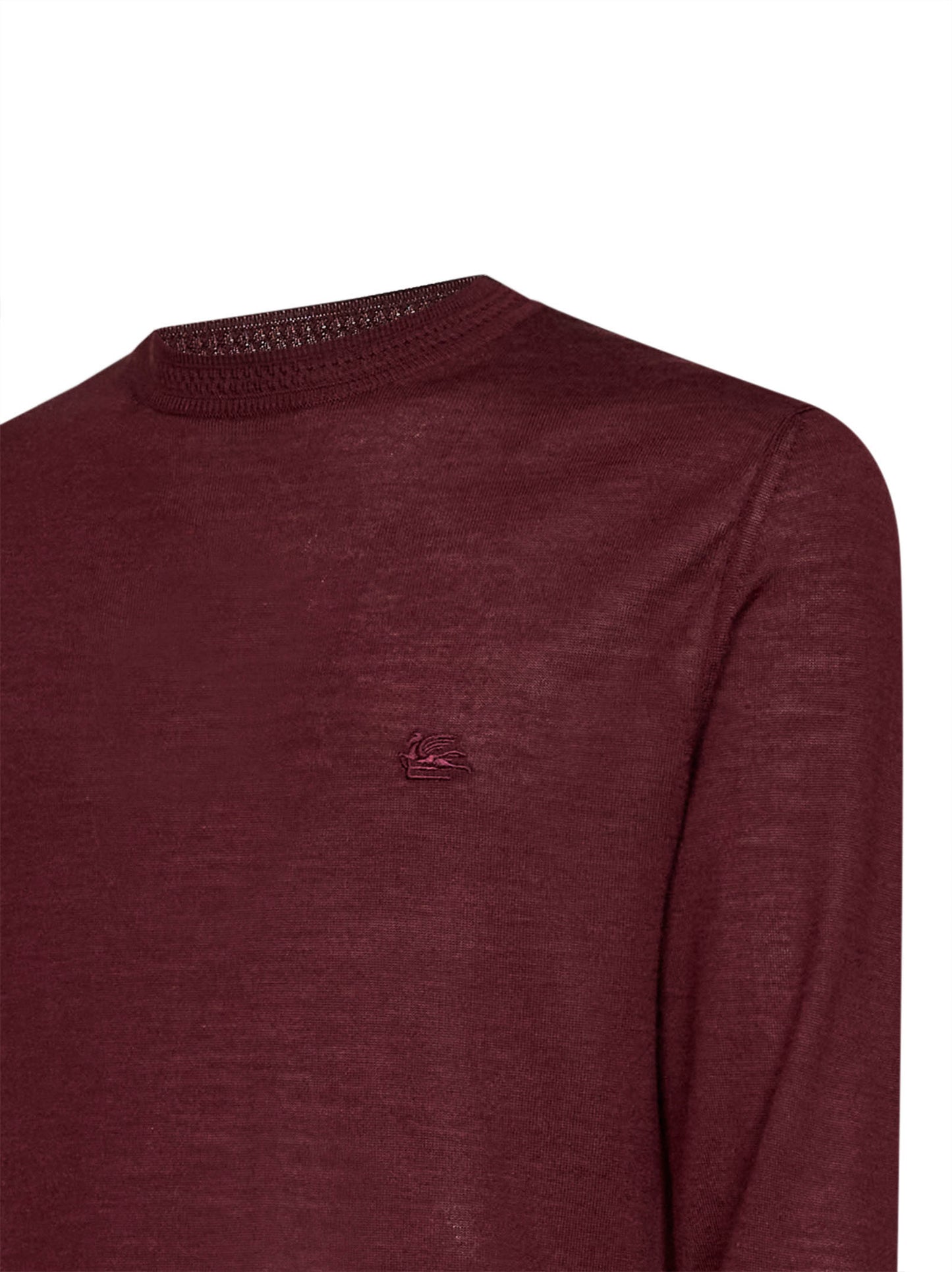 Burgundy wool and silk Pegaso-embroidered sweater