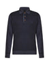 Indigo two-tone wool knit logo-embroidered polo shirt