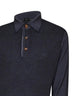 Indigo two-tone wool knit logo-embroidered polo shirt