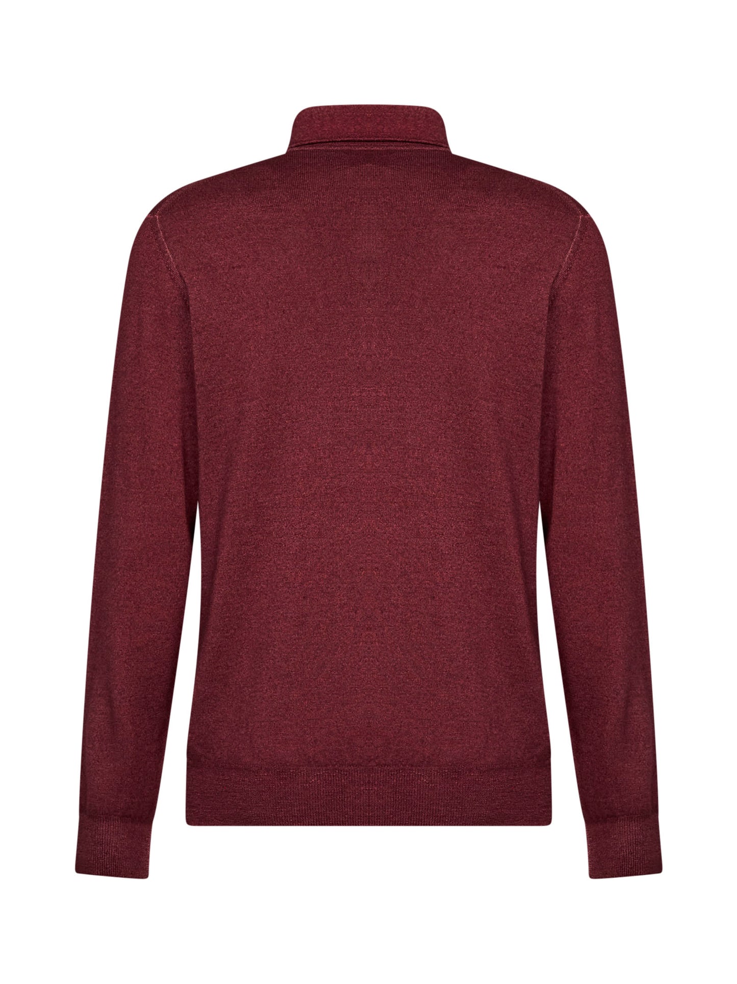 Burgundy two-tone wool knit logo-embroidered polo shirt