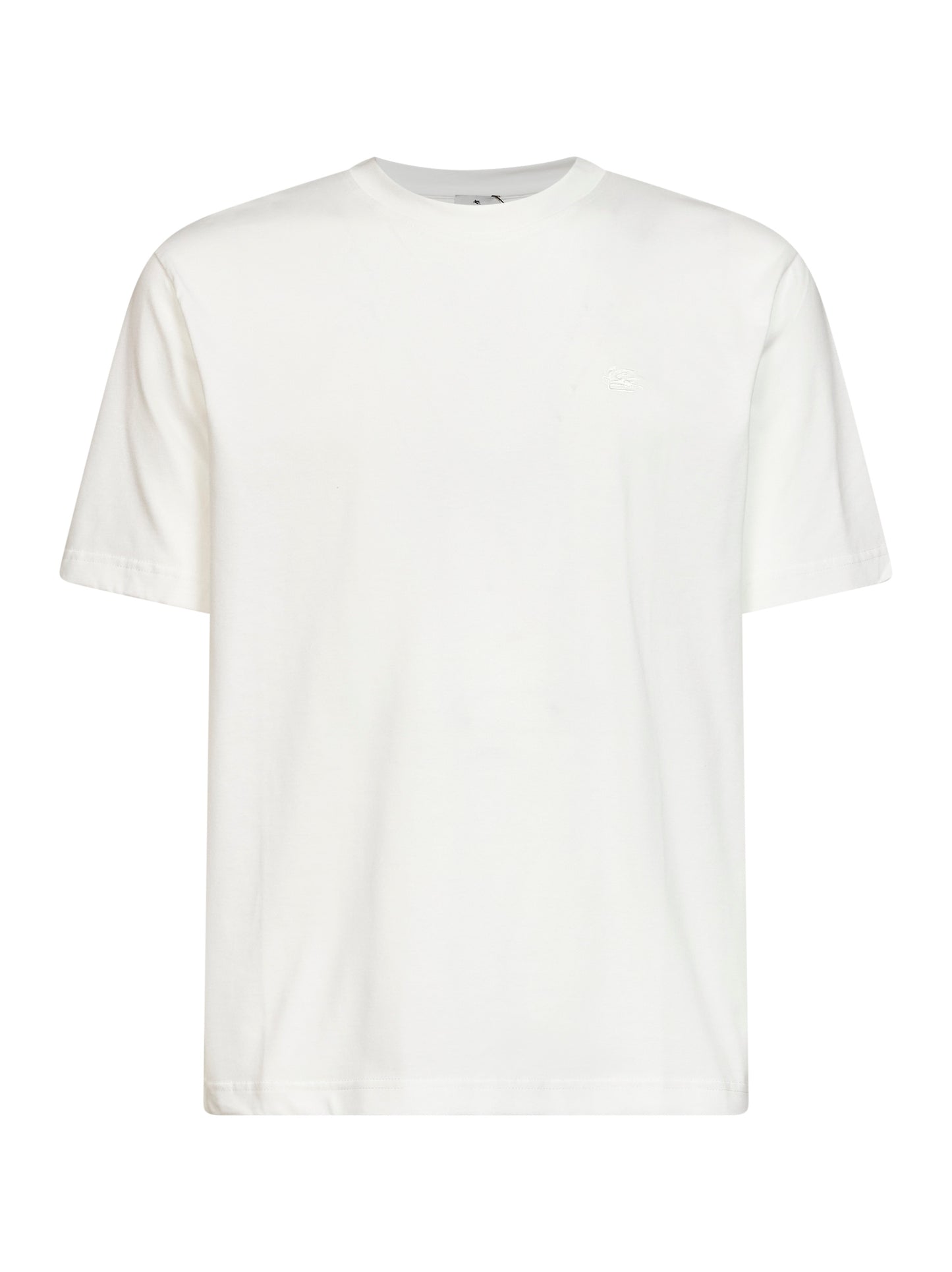 T-shirt in cotone beige con ricamo logo