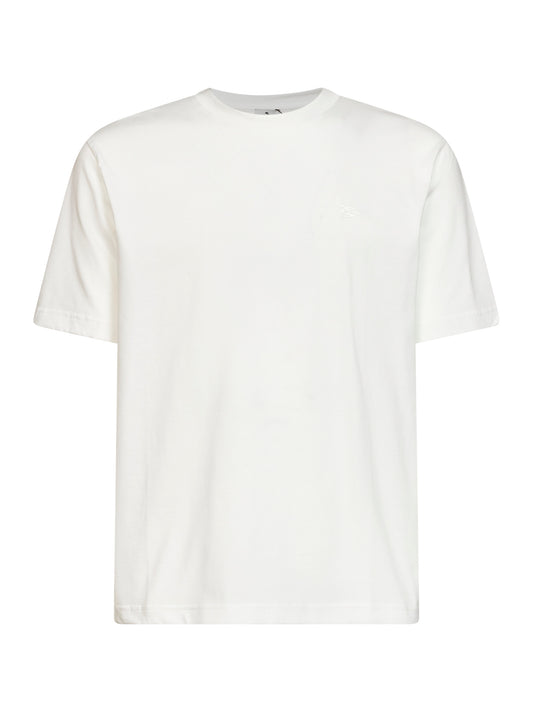 T-shirt in cotone beige con ricamo logo