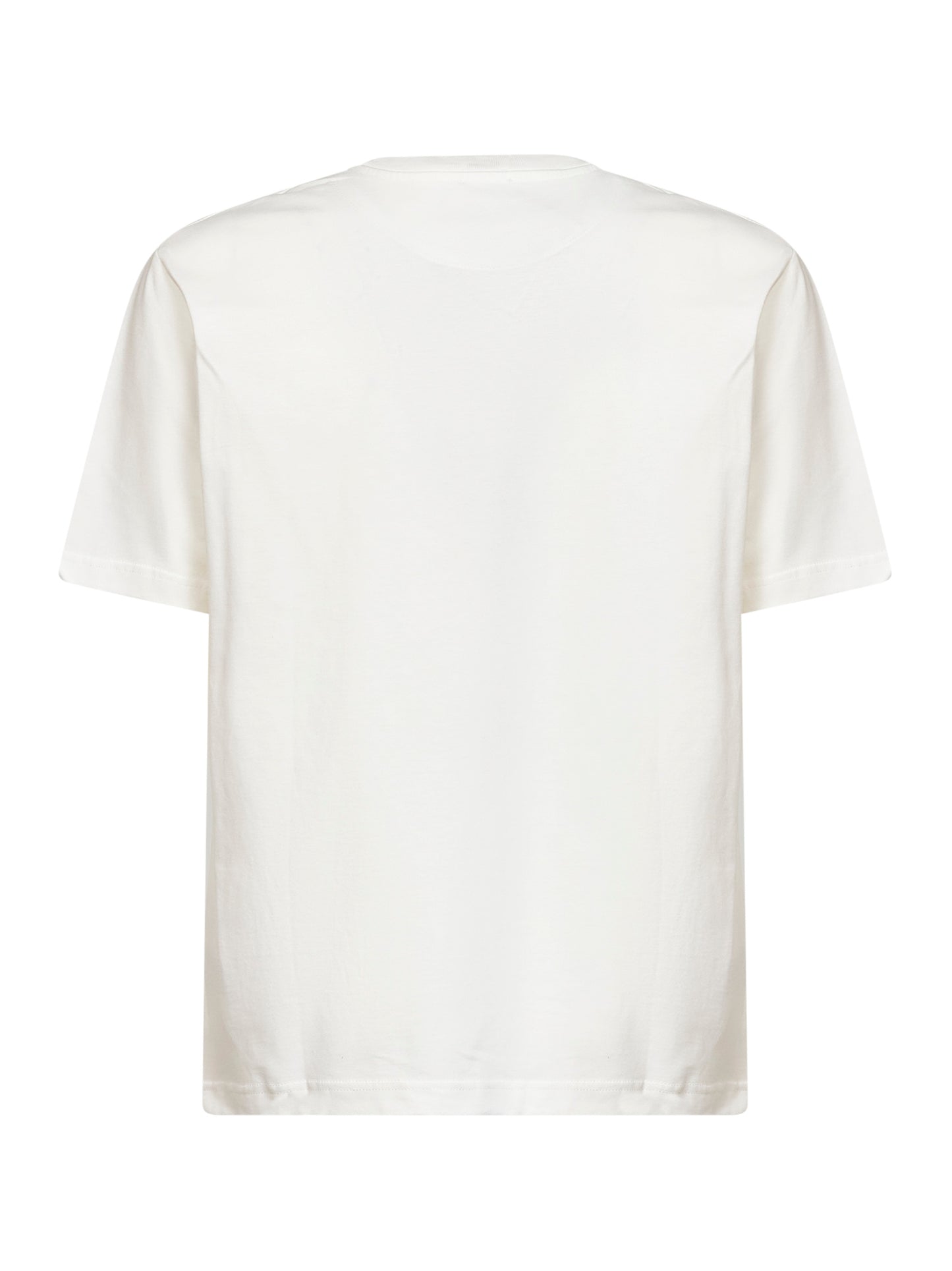 T-shirt in cotone beige con ricamo logo