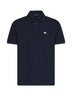 Navy blue cotton piqué Pegaso-embroidered polo shirt