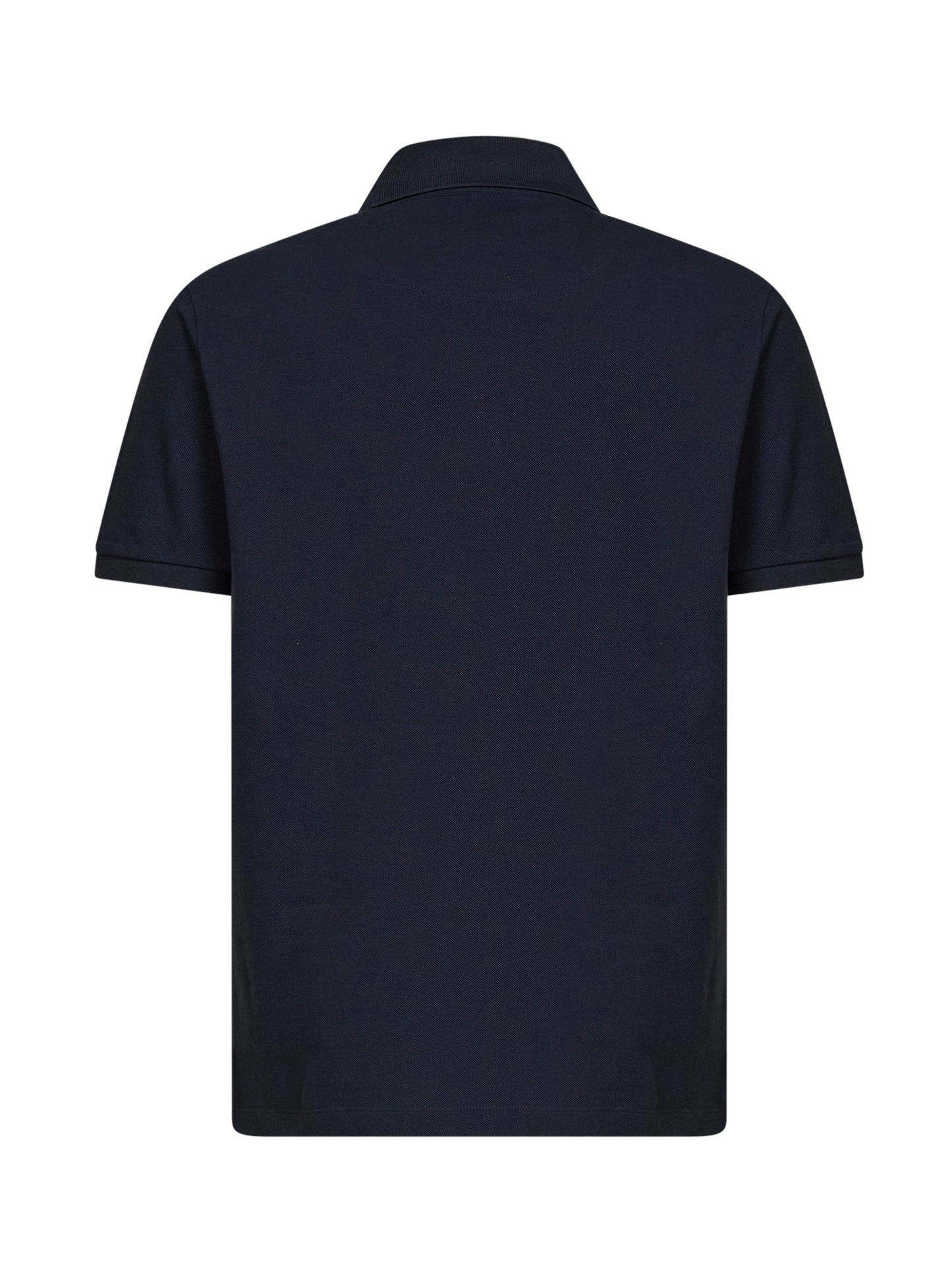Navy blue cotton piqué Pegaso-embroidered polo shirt