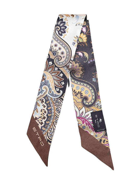 Black silk twill paisleyna with Paisley pattern