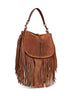 Camel medium Pony shoulder bag with fringes