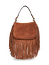 Camel medium Pony shoulder bag with fringes