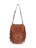 Camel medium Pony shoulder bag with fringes