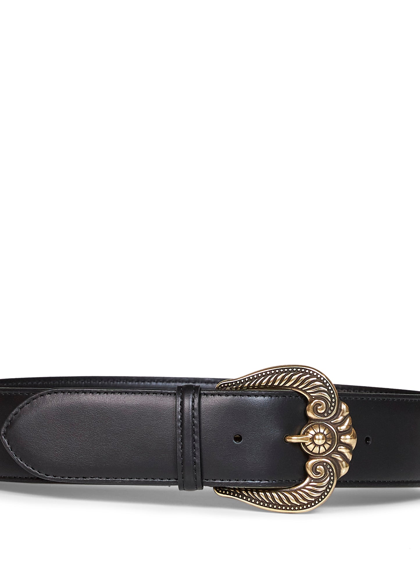 Cintura in pelle nera con fibbia Paisley
