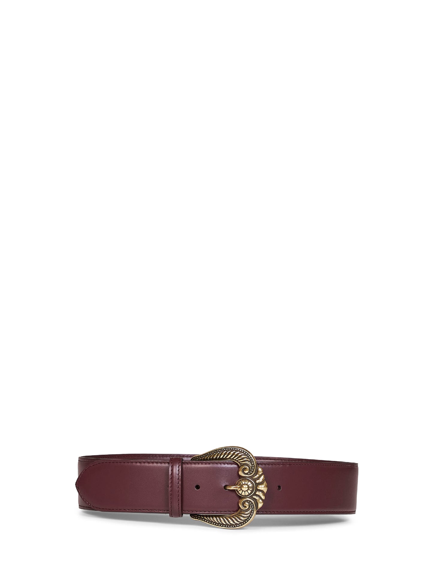 Burgundy leather belt with Paisley buckle