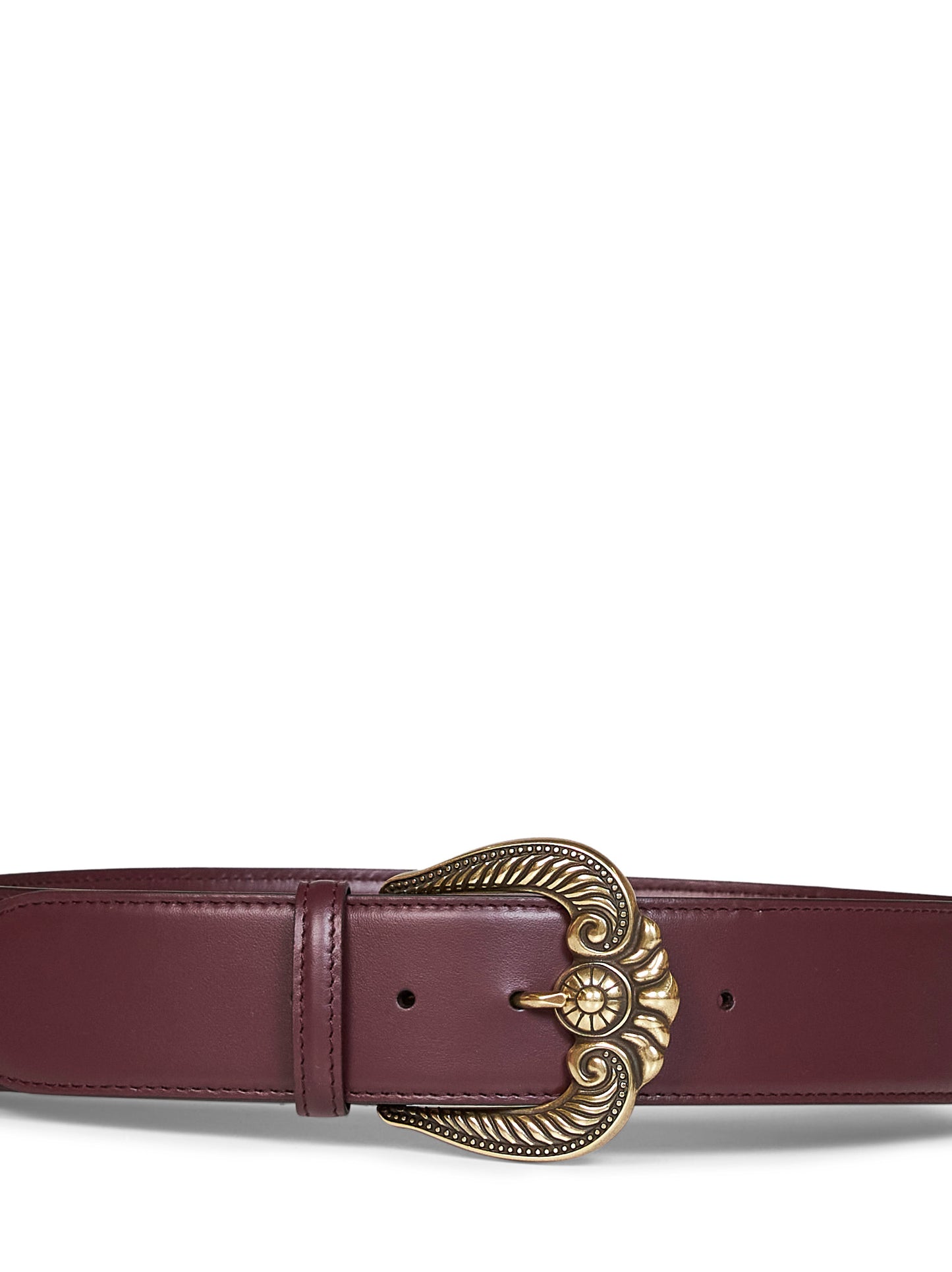 Burgundy leather belt with Paisley buckle