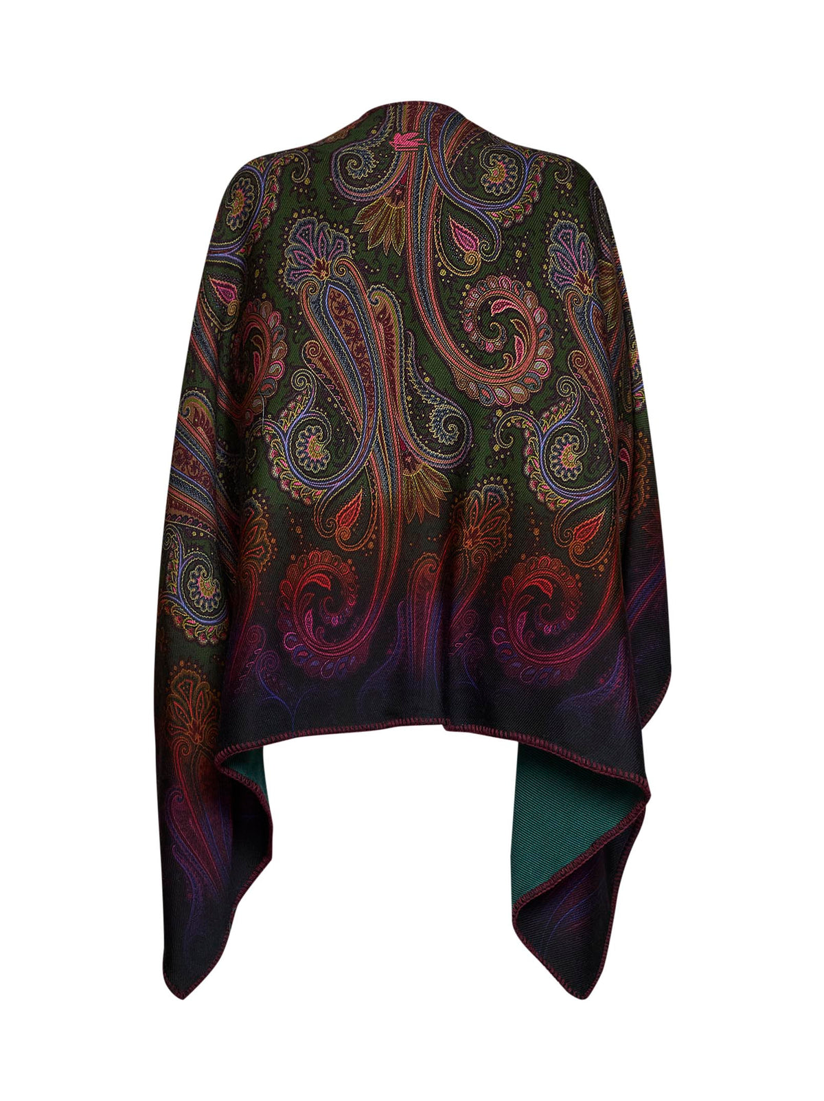 Wool and modal double cloth reversible cape