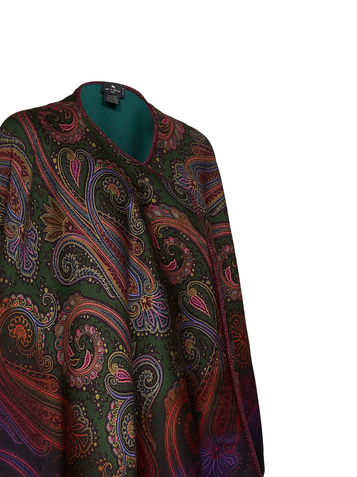 Wool and modal double cloth reversible cape