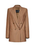 Camel striped wool jacquard double-breasted blazer