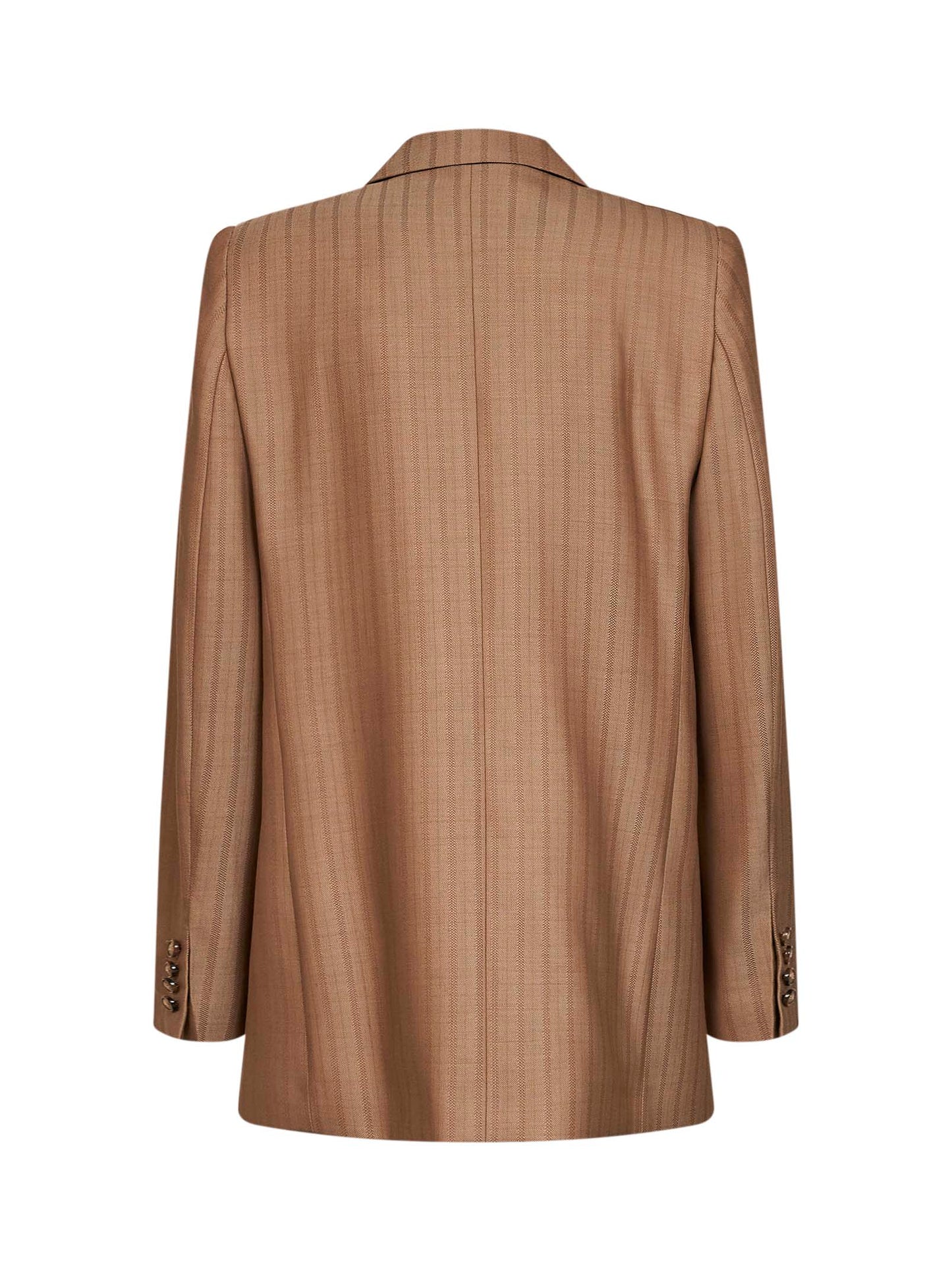 Camel striped wool jacquard double-breasted blazer