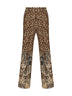 Pantaloni stampati in crêpe de Chine di seta beige