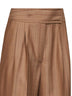 Pantaloni doppia pince in lana jacquard a righe cammello