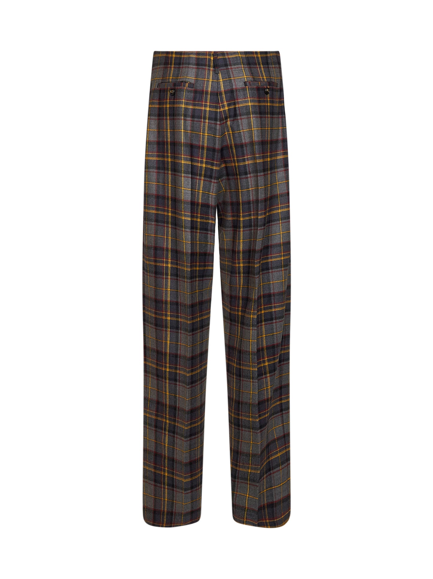 Grey check-pattern stretch wool trousers