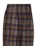 Grey check-pattern stretch wool trousers