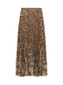 Gonna lunga plissettata in sablé stretch stampato beige