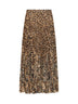 Gonna lunga plissettata in sablé stretch stampato beige