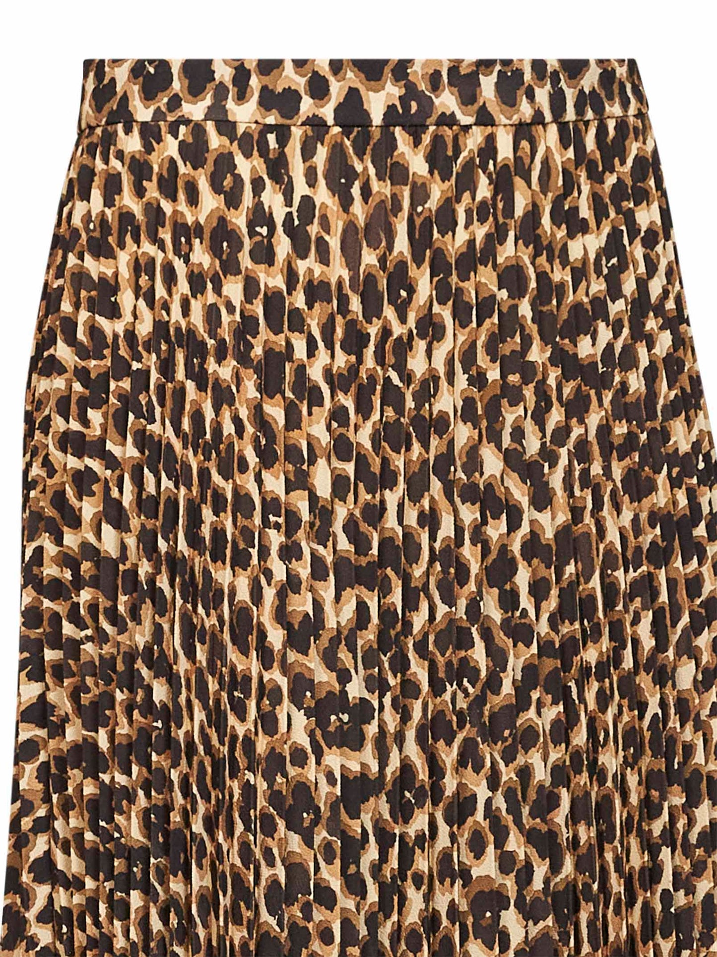 Gonna lunga plissettata in sablé stretch stampato beige