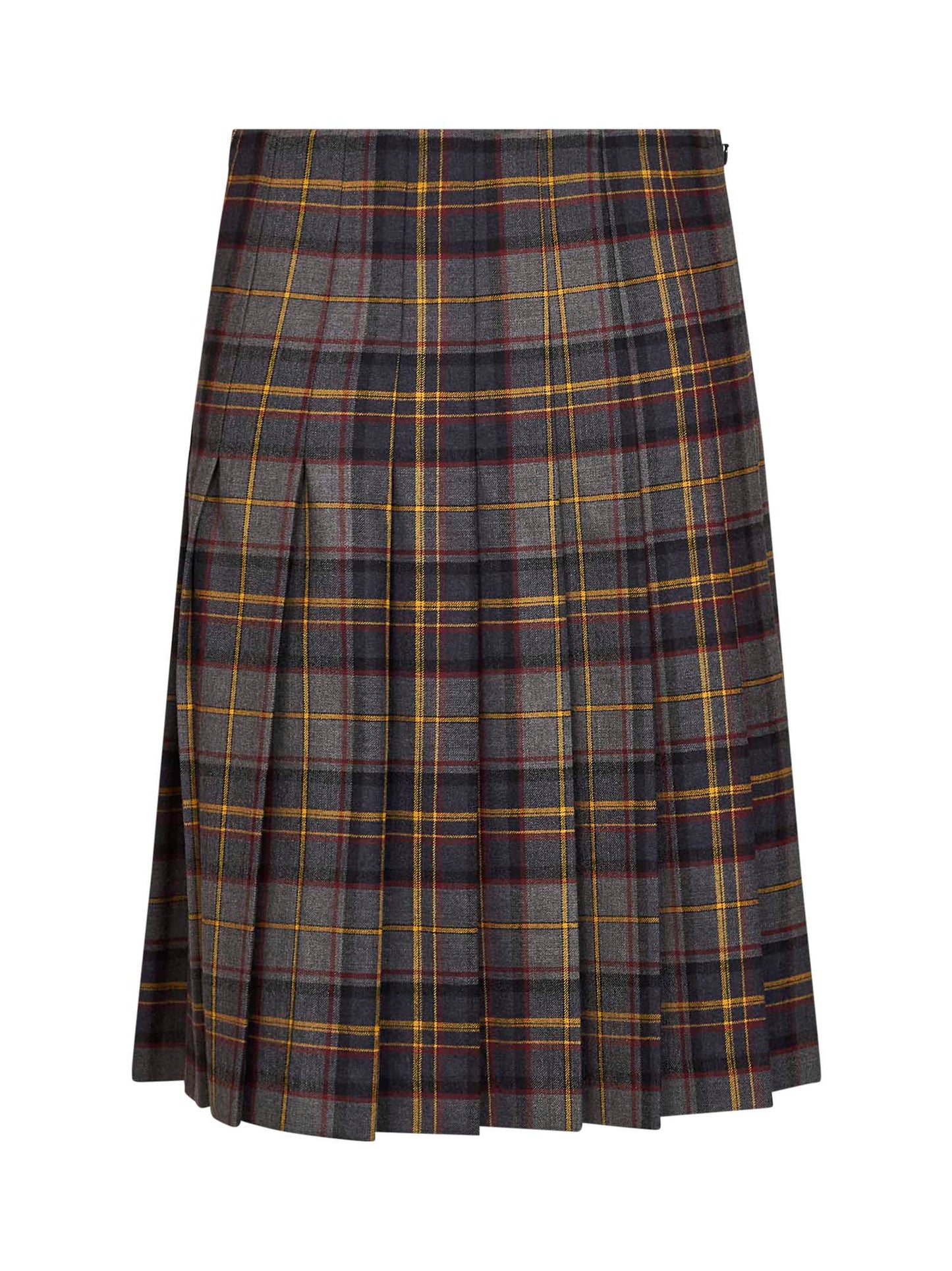 Grey stretch wool plaid pleated short skirt