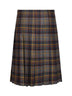 Grey stretch wool plaid pleated short skirt