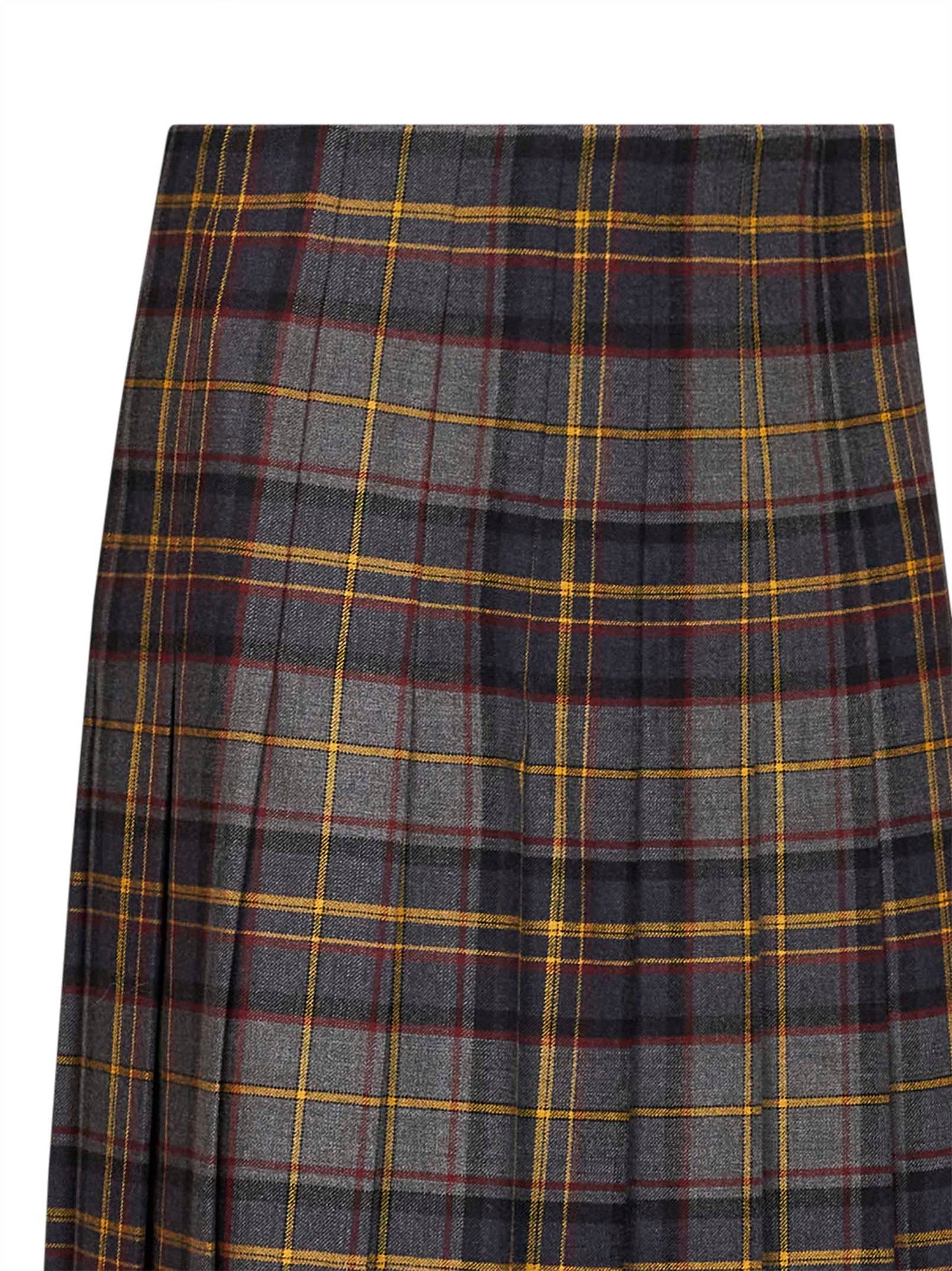 Grey stretch wool plaid pleated short skirt