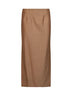 Camel striped wool jacquard straight midi skirt
