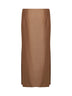 Camel striped wool jacquard straight midi skirt