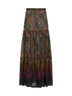 Green Paisley-printed silk chiffon tiered maxi skirt