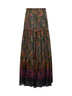 Green Paisley-printed silk chiffon tiered maxi skirt