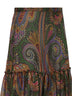 Green Paisley-printed silk chiffon tiered maxi skirt