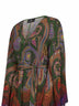 Miniabito con cintura in crêpe de Chine verde stampa Paisley