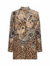 Beige printed silk long shirt