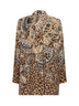 Beige printed silk long shirt