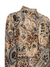 Beige printed silk long shirt