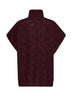 Burgundy Paisley-pattern stitch knit turtleneck sweater