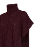 Burgundy Paisley-pattern stitch knit turtleneck sweater