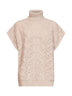 Cream Paisley-pattern stitch knit turtleneck sweater