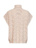 Cream Paisley-pattern stitch knit turtleneck sweater